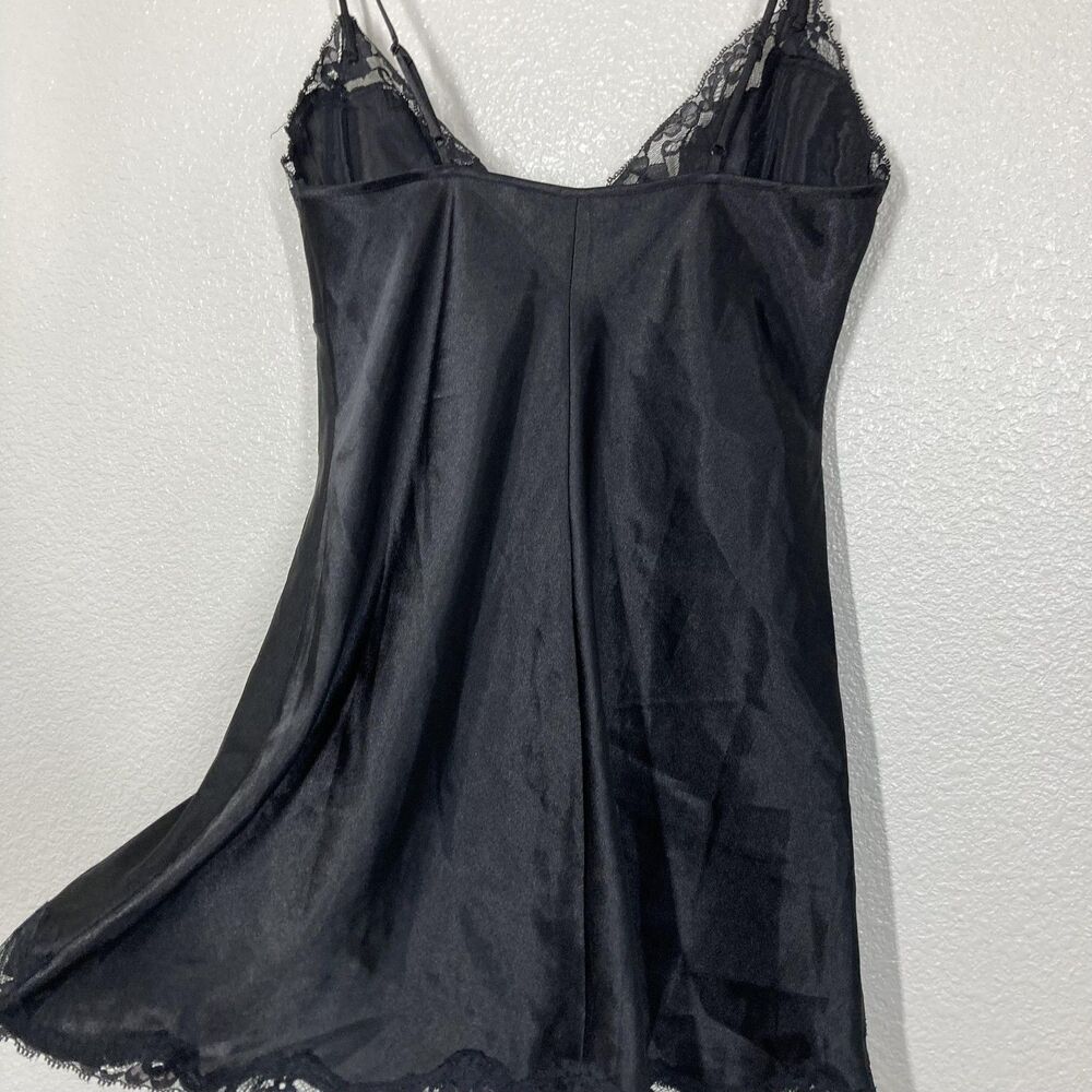 Victoria's Secret Chemise Nightgown Y2K Small Black Satin Lace Sleep Slip - Picture 4 of 14